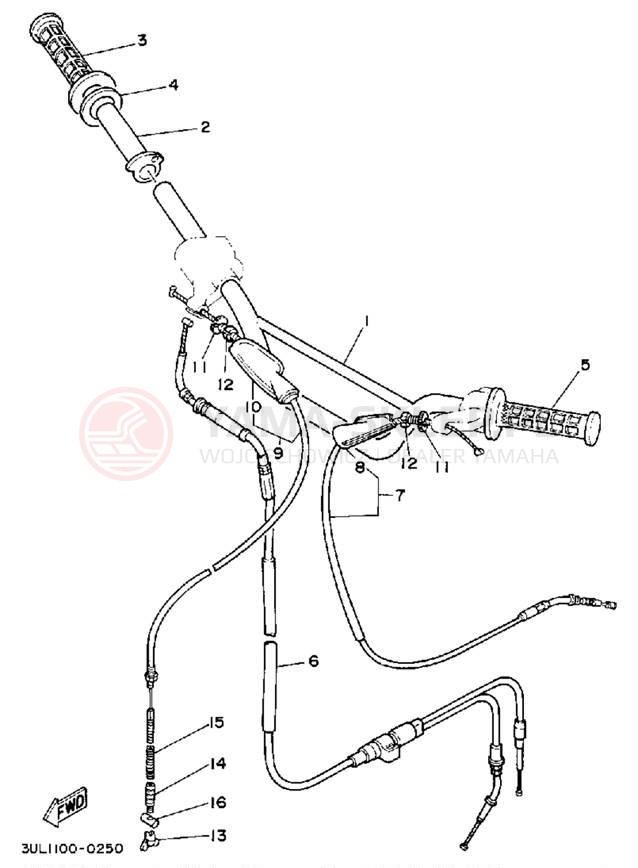 Schemat "Kierownica i osprzęt" do Yamaha RT100E