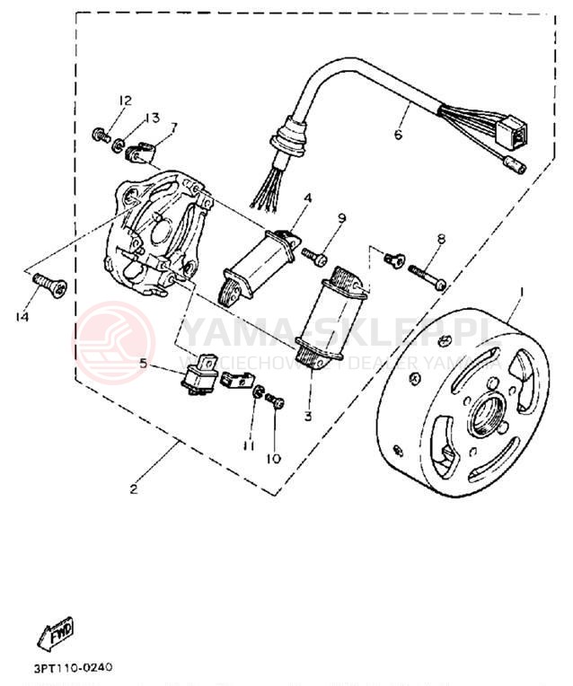 Schemat "prądnica" do Yamaha Y-ZINGER PW50A