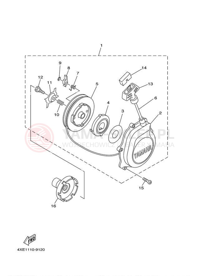 Schemat "rozrusznik" do Yamaha BRUIN 250 2WD YFM25BV