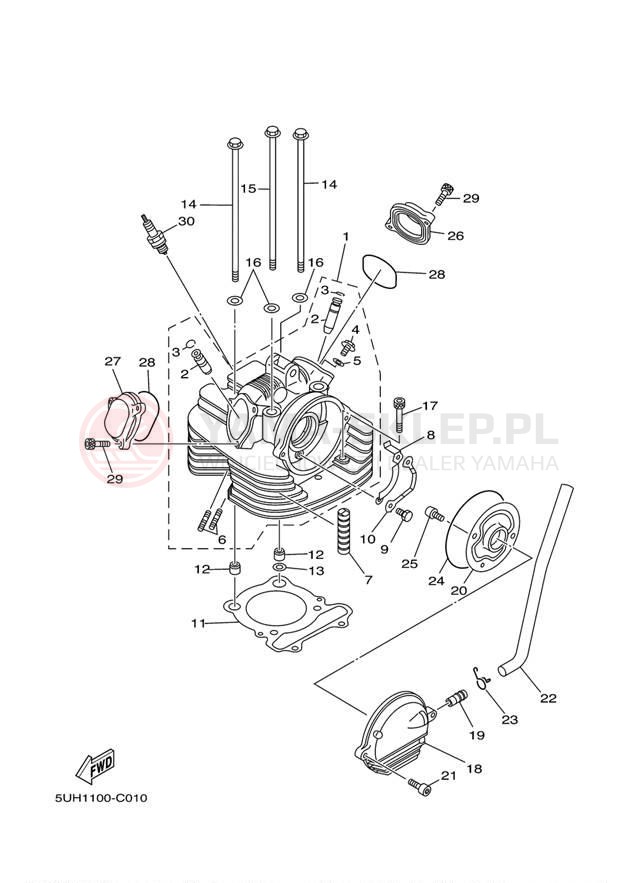 Schemat "głowica" do Yamaha BRUIN 350 4X4 YFM35FAT