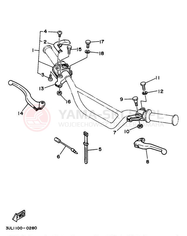 Schemat "Kierownica i osprzęt" do Yamaha RT100J