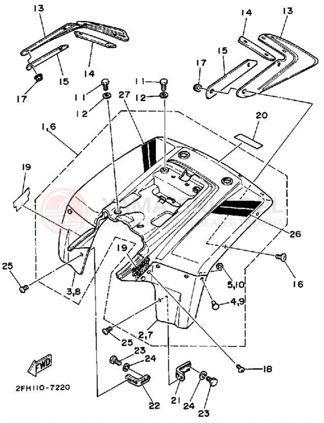 Schemat "Tylny błotnik" do Yamaha MOTO-4 YFM200DXT