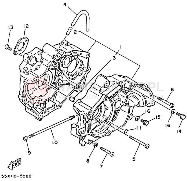 Schemat "Obudowa silnika" do Yamaha BADGER YFM80T
