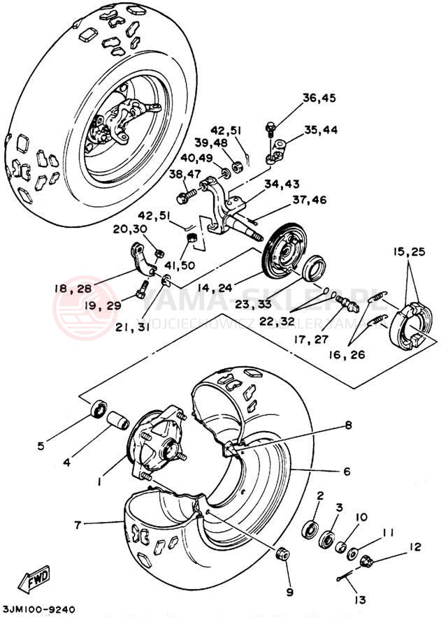 Schemat "Koło przód" do Yamaha BLASTER YFS200F