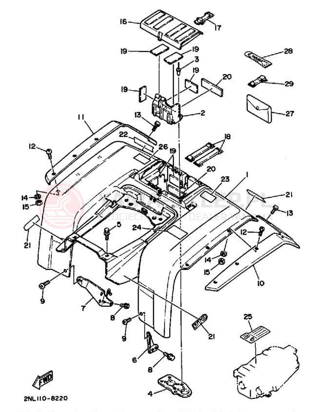 Schemat "Tylny błotnik" do Yamaha TERRA PRO YFP350U