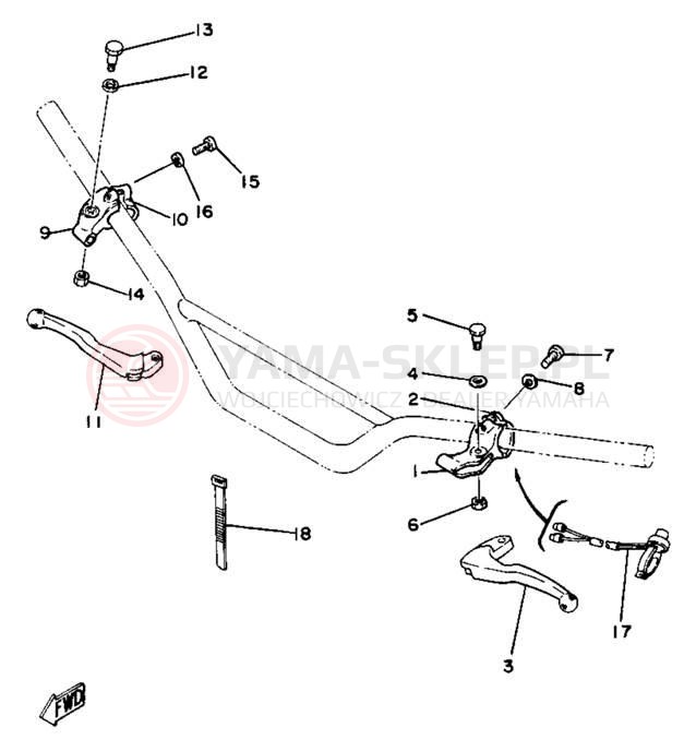 Schemat "Kierownica i osprzęt" do Yamaha YZ125H