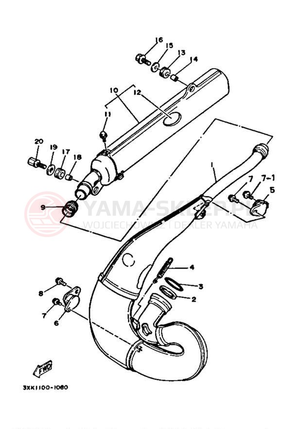 Schemat "Wydech końcowy" do Yamaha YZ250 YZ250B1