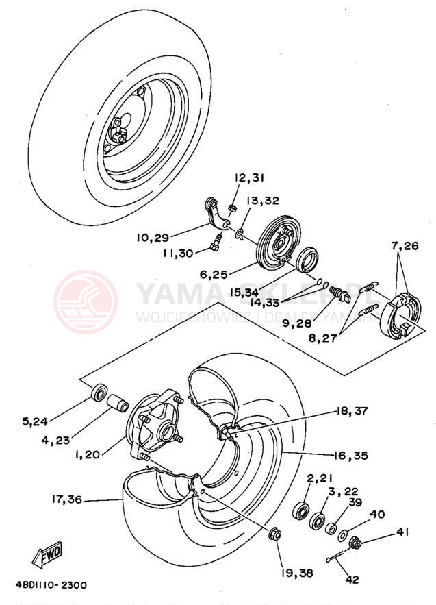 Schemat "Koło przód" do Yamaha TIMBERWOLF 2WD YFB250F
