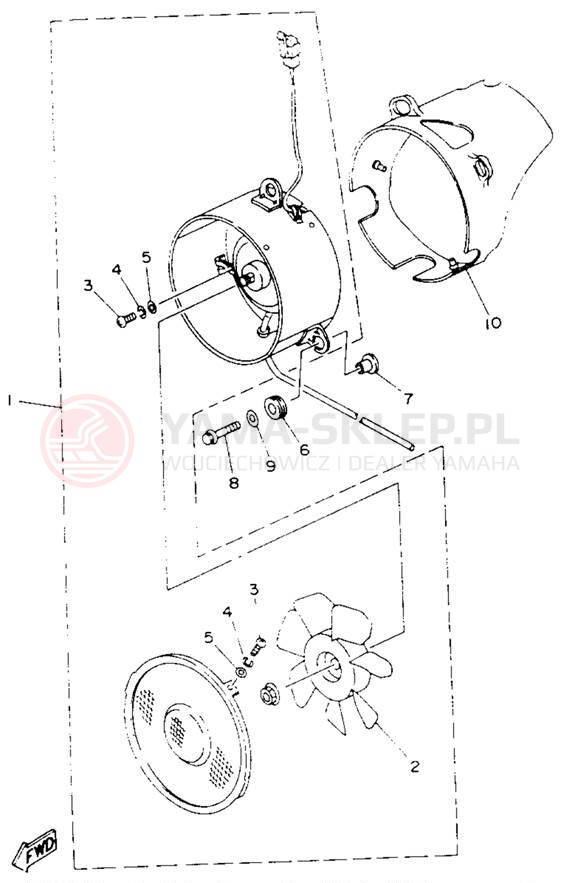 Schemat "Chłodnica, wentylator" do Yamaha KODIAK 4WD YFM400FWE_