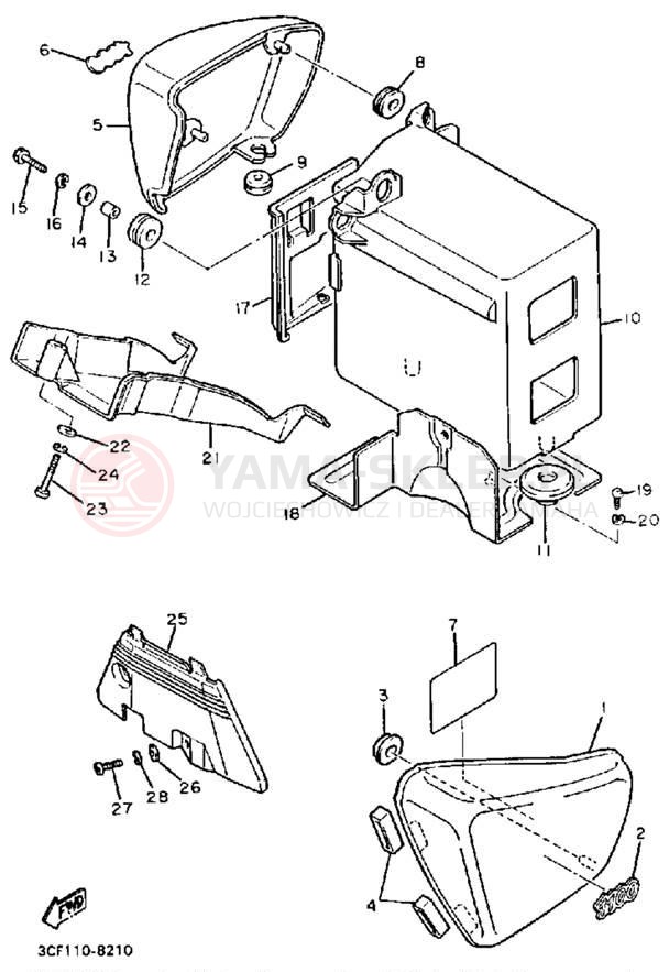 Schemat "Pokrywa boczna" do Yamaha VIRAGO 1100 XV1100U/XV1100UC