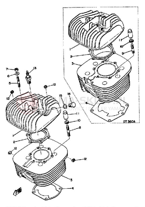 Schemat "głowica" do Yamaha DT360A/DT250A