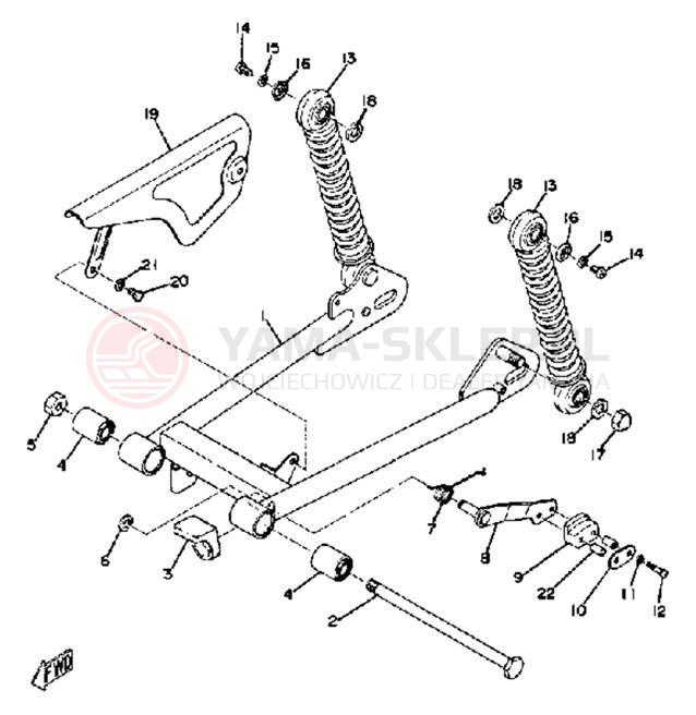 Schemat "Wahacz, osłona łańcucha" do Yamaha TY80B