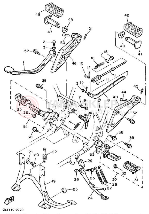 Schemat "Stopka postojowa i podnóżki" do Yamaha RADIAN YX600W/YX600WC