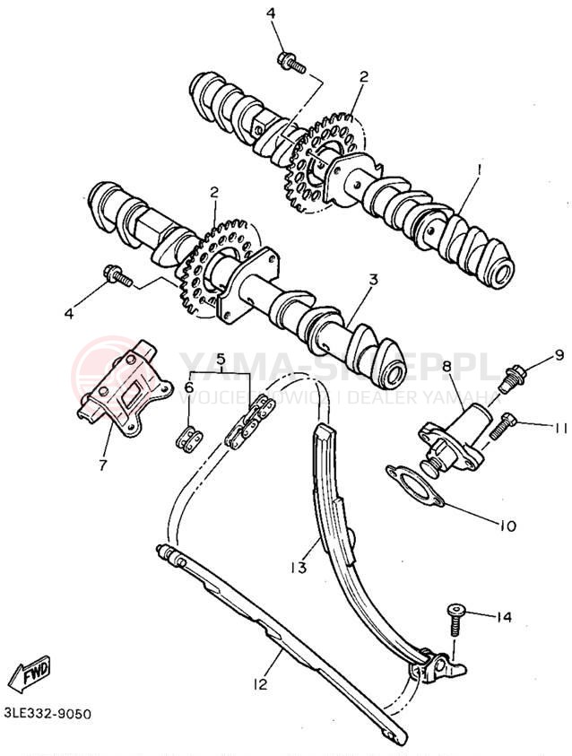 Schemat "Rozrząd - łańcuszek" do Yamaha GTS1000AFC/GTS1000AF