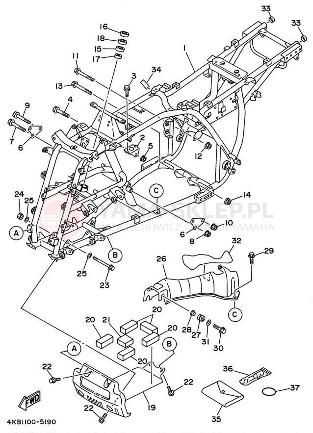 Schemat "rama" do Yamaha WOLVERINE 4WD YFM350FXH
