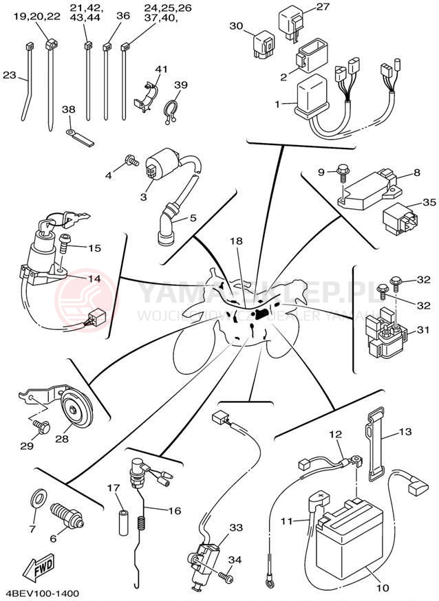 Schemat "układ elektryczny" do Yamaha XT225 XT225N/XT225NC