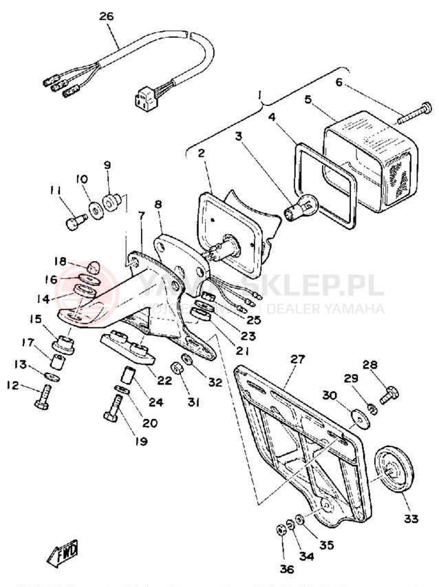 Schemat "lampa tył" do Yamaha DT175G