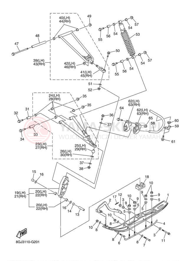 Schemat "płozy" do Yamaha VENTURE LITE PZ50VTBL
