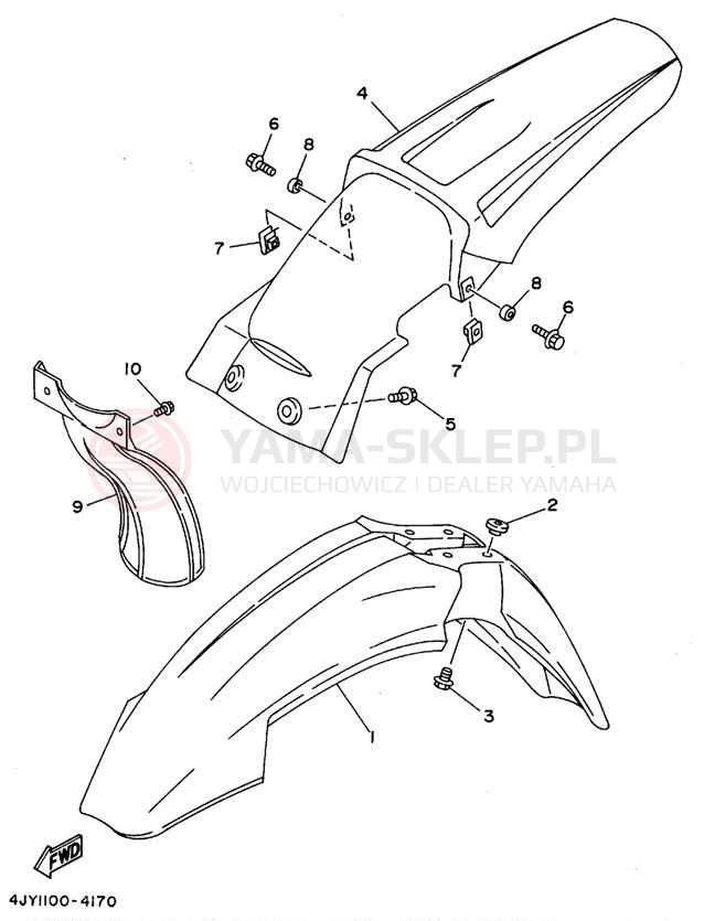 Schemat "błotnik" do Yamaha YZ125 YZ125G1