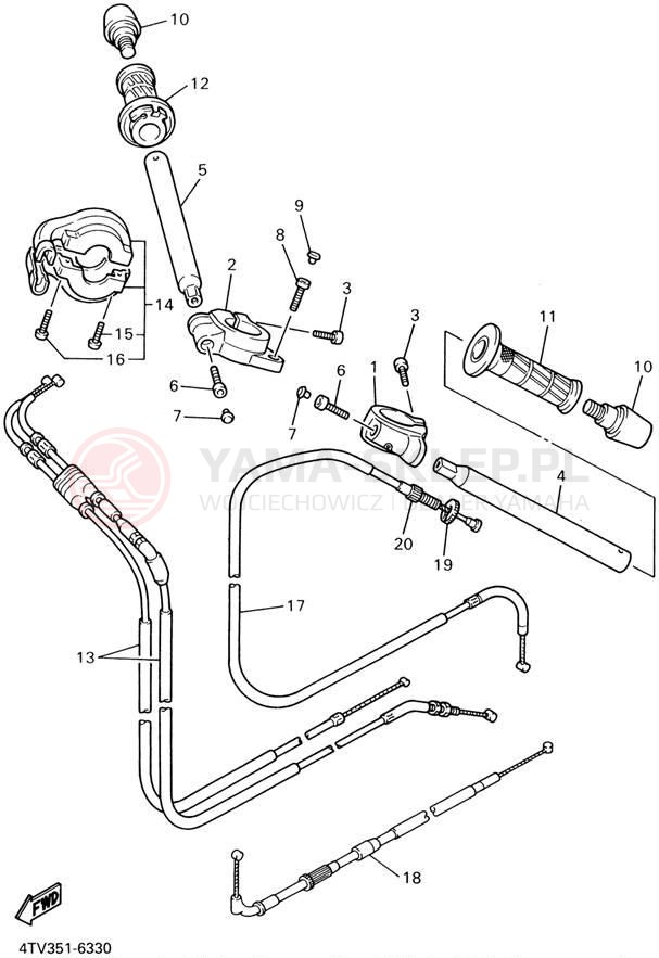 Schemat "Kierownica i osprzęt" do Yamaha YZF600R YZF600RPC/YZF600RP
