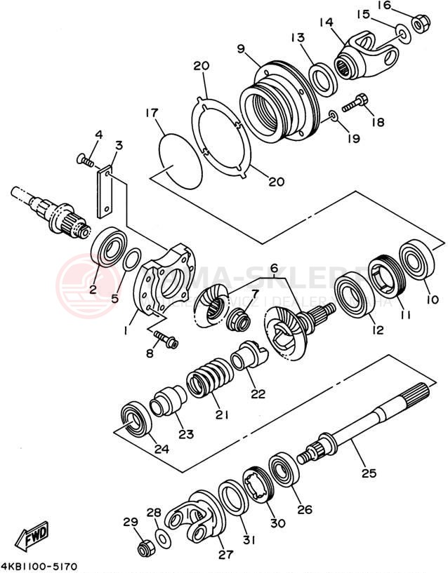 Schemat "Przeniesienie napędu" do Yamaha YFM35FXG_M