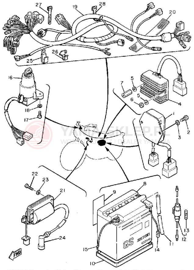 Schemat "układ elektryczny" do Yamaha SR500H