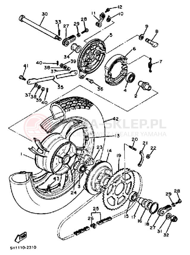 Schemat "Koło tył" do Yamaha XV920RJ