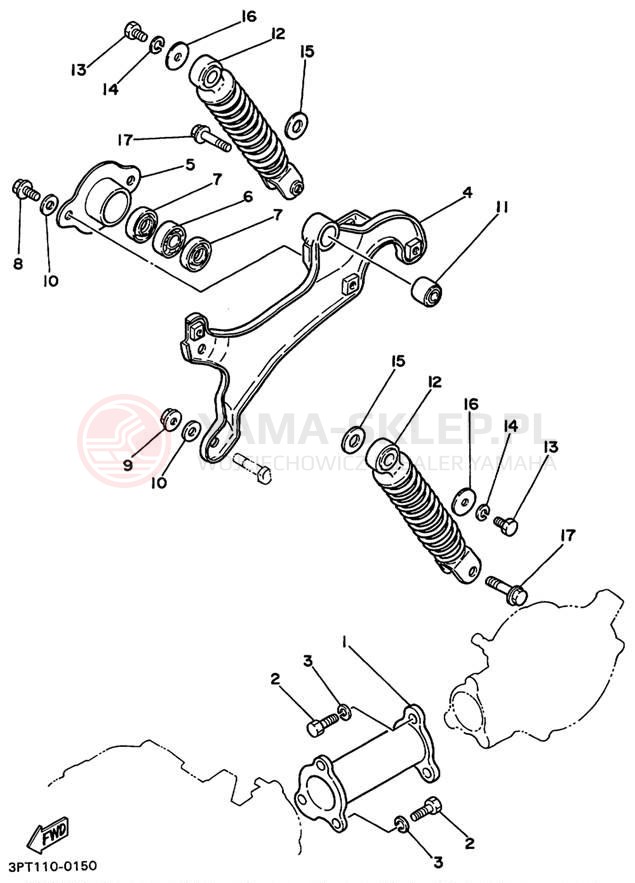 Schemat "wahacz, zawieszenie tył" do Yamaha YZINGER PW50L1