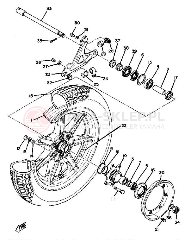 Schemat "Koło tył" do Yamaha XS1100G