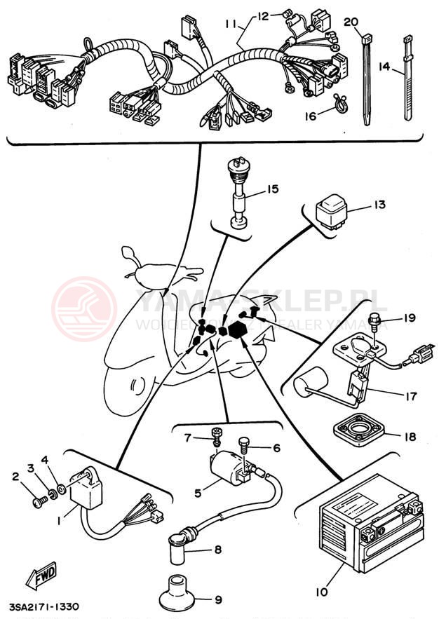Schemat "układ elektryczny" do Yamaha JOG CY50G