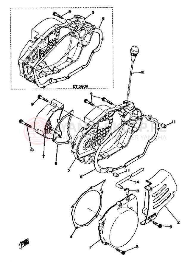 Schemat "Pokrywa silnika" do Yamaha DT360A/DT250A