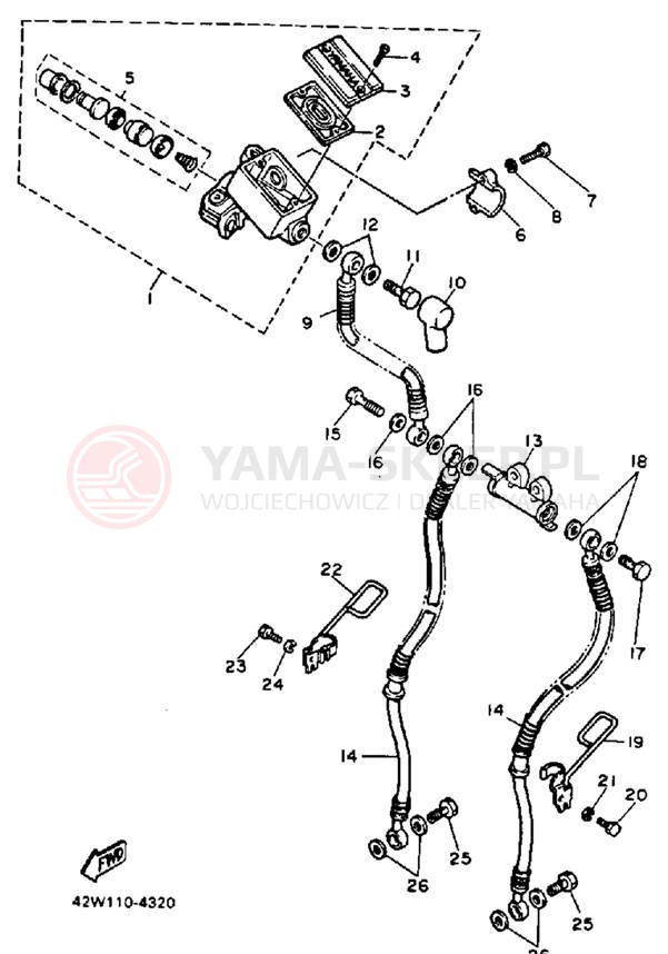 Schemat "Pompa hamulcowa przednia" do Yamaha VIRAGO 1100 XV1100E/XV1100EC