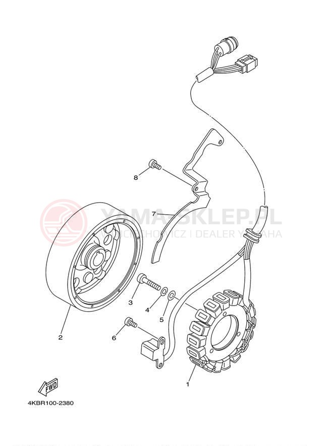 Schemat "prądnica" do Yamaha WOLVERINE YFM35FXT