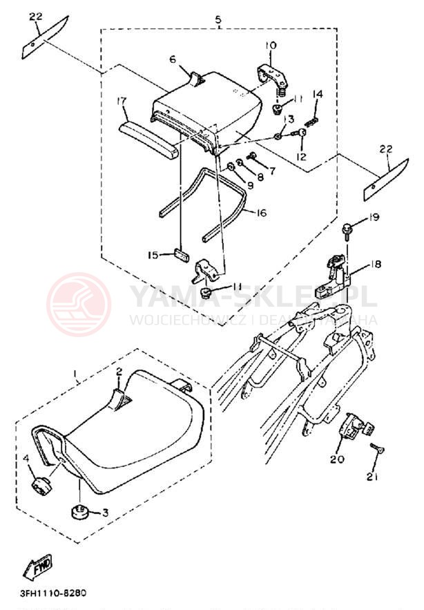 Schemat "siedzenie" do Yamaha FZR400SWC
