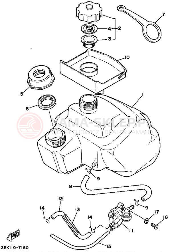 Schemat "zbiornik paliwa" do Yamaha SH50B