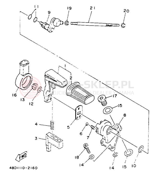 Schemat "dźwignia trybu napędu" do Yamaha TIMBERWOLF 2WD YFB250E
