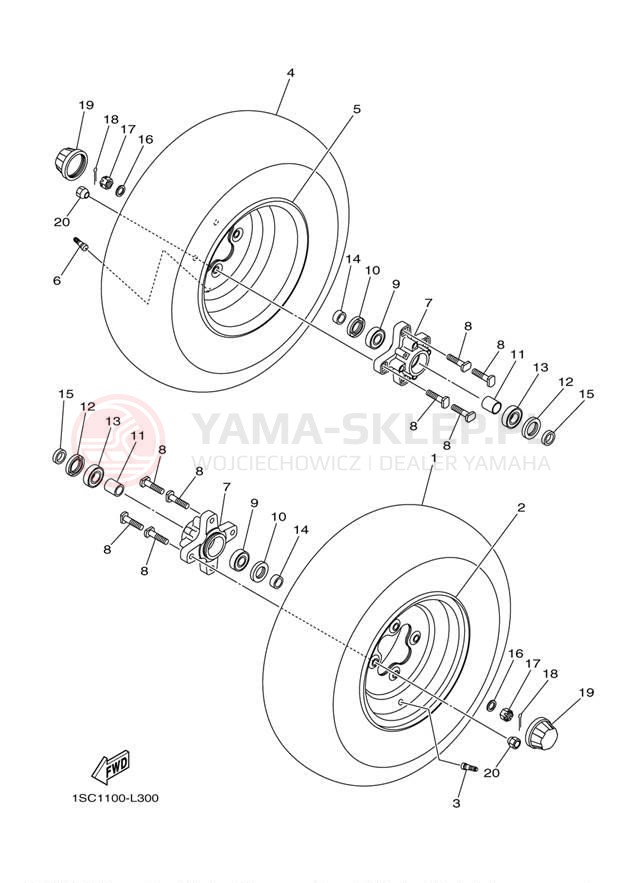 Schemat "Koło przód" do Yamaha GRIZZLY 300 YFM30GBL/YFM30GBGR