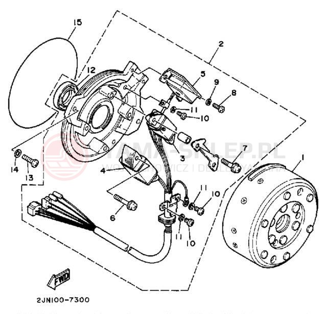 Schemat "prądnica" do Yamaha BIG WHEEL BW350U