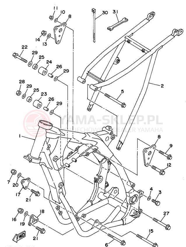 Schemat "rama" do Yamaha WR250ZF