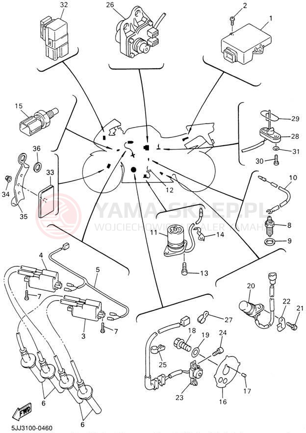 Schemat "układ elektryczny" do Yamaha YZFR1 YZFR1SN/YZFR1SNC