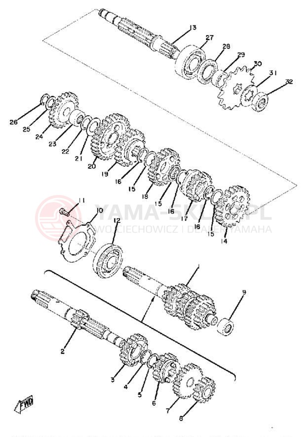 Schemat "Skrzynia biegów " do Yamaha MX175B