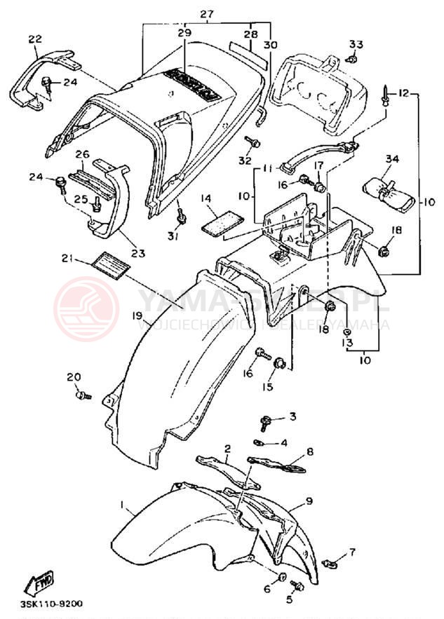 Schemat "błotnik" do Yamaha FJ1200WC/FJ1200W