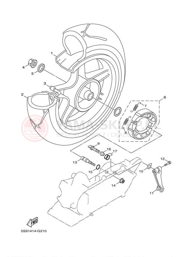 Schemat "Koło tył" do Yamaha ZUMA 125 YW125BB/YW125BW