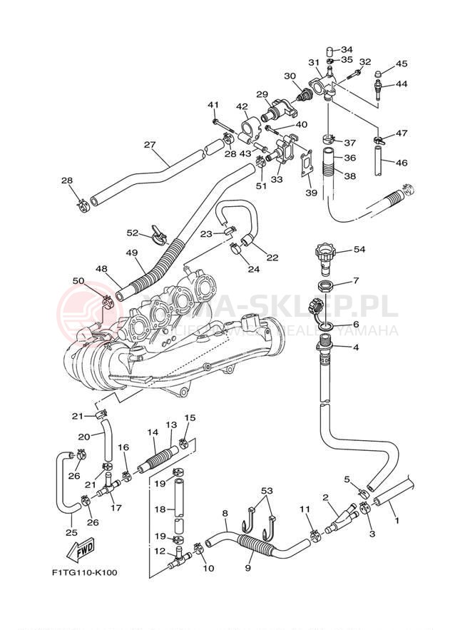 Schemat "Wydech końcowy" do Yamaha SX210 FRT1100BLK