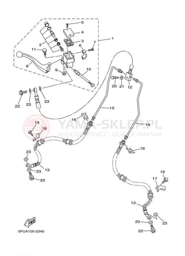 Schemat "Pompa hamulcowa przednia" do Yamaha BIG BEAR 400 4WD YFM40FT