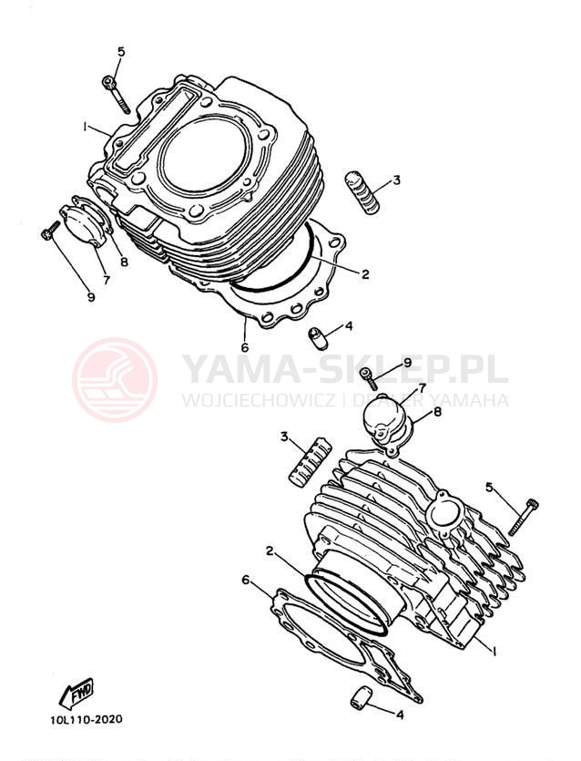 Schemat "cylinder" do Yamaha VIRAGO 750 XV750J1/XV750JC1