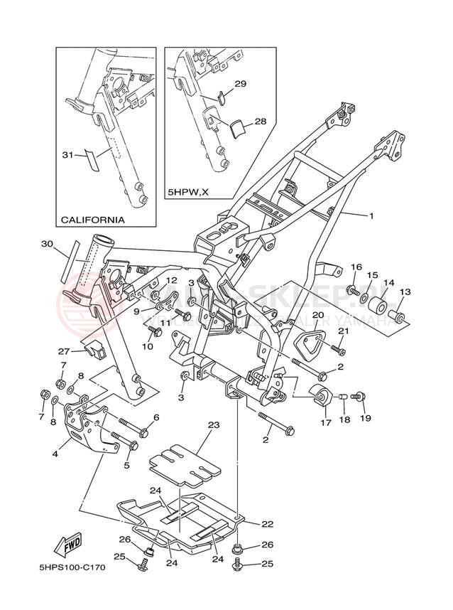Schemat "rama" do Yamaha TT-R125E TTR125LES/TTR125ES