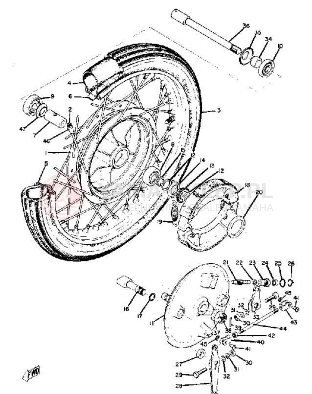 Schemat "Koło przód" do Yamaha RD250