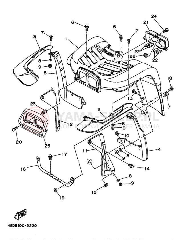Schemat "Przedni błotnik" do Yamaha TIMBERWOLF 4WD YFB250FWJ