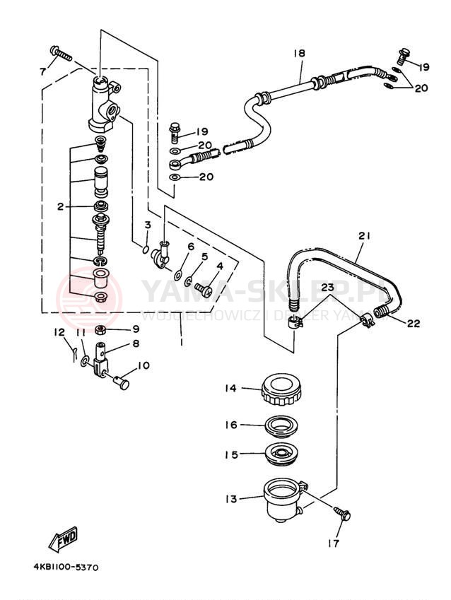 Schemat "Pompa hamulcowa tył" do Yamaha WOLVERINE YFM35FXJ